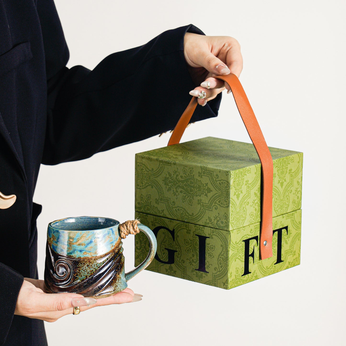 高級感馬克杯復古窯變陶瓷杯子伴手禮品高檔精致水杯禮盒套裝