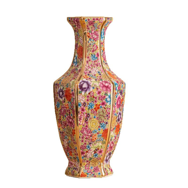 中国古美術/清清代時代珐瑯彩嬰戲紋雙聯蓋瓶/景德鎮製。 y508 景德镇仿古陶瓷器珐琅彩花瓶中式仿清雍正客厅书房装饰品插花摆件