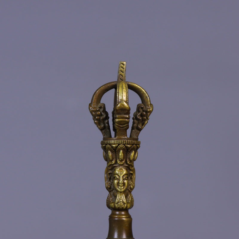 黃銅手搖鈴鐺五股金剛鈴鐺八寶三清鈴家用寺廟銅手搖鈴擺件