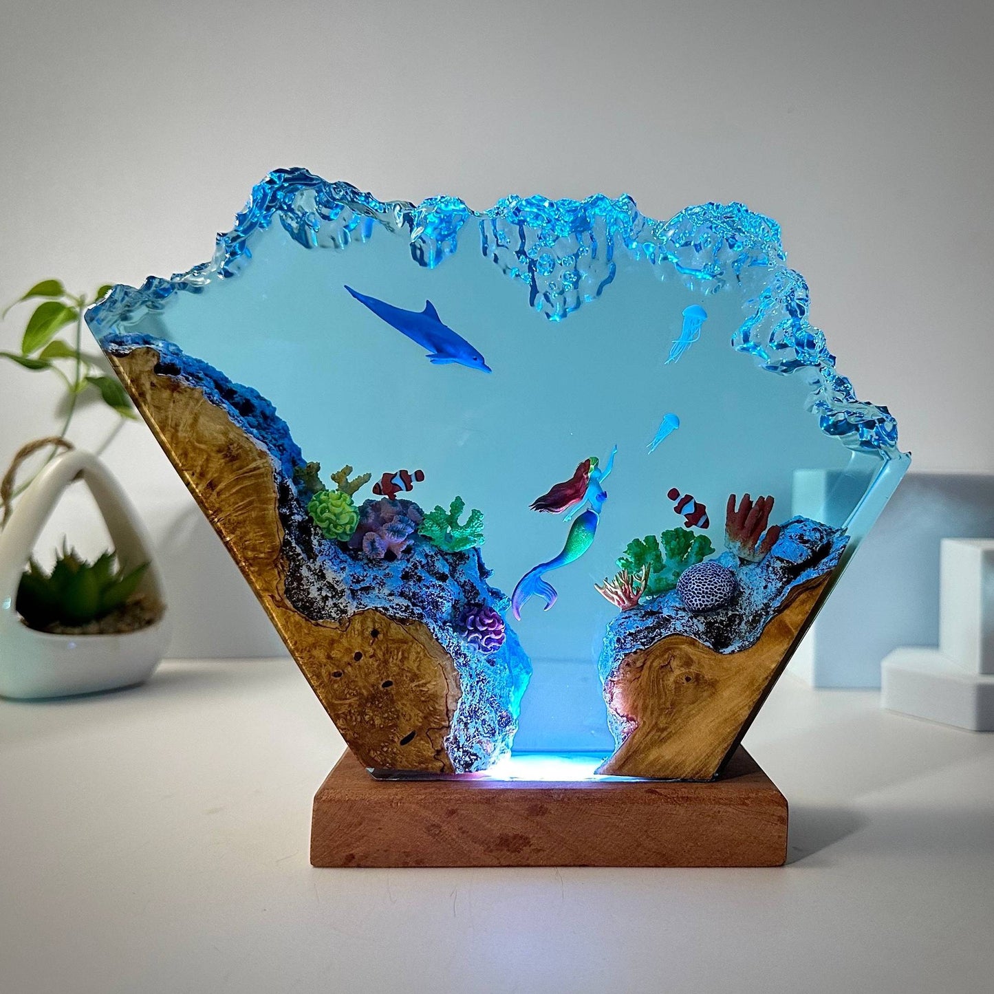 海豚和美人魚樹脂燈藝術裝潢燈