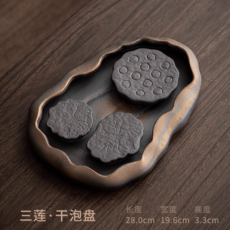陶瓷茶盤新中式小型家用泡茶杯託盤辦公室排水輕奢高端功夫茶台盤