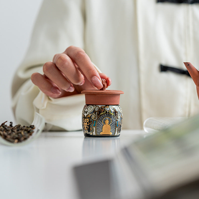 蓋置敦煌唐卡家用金銀復古中式茶寵小擺件紫砂壺蓋托架茶托