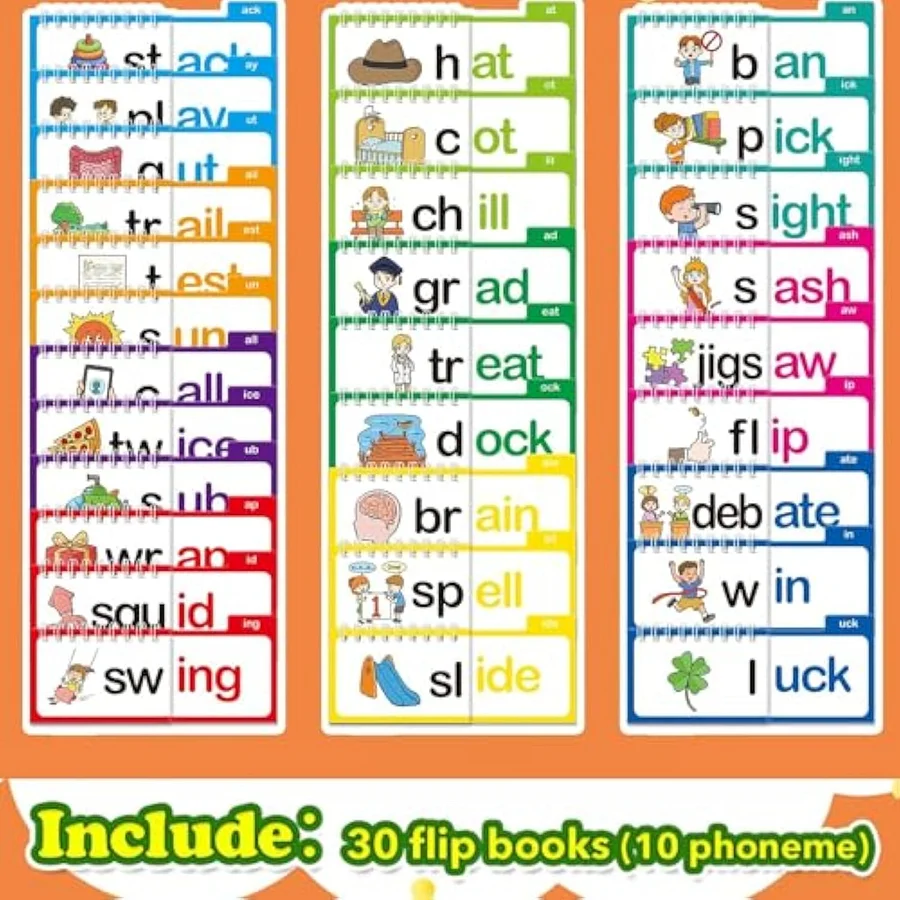 30 Read and Rhyme Flip Books 閱讀押韻翻書ABC詞彙抽認卡