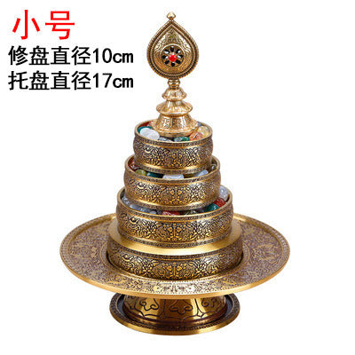 銅曼紮盤手工雕刻佛堂七寶曼紮盤