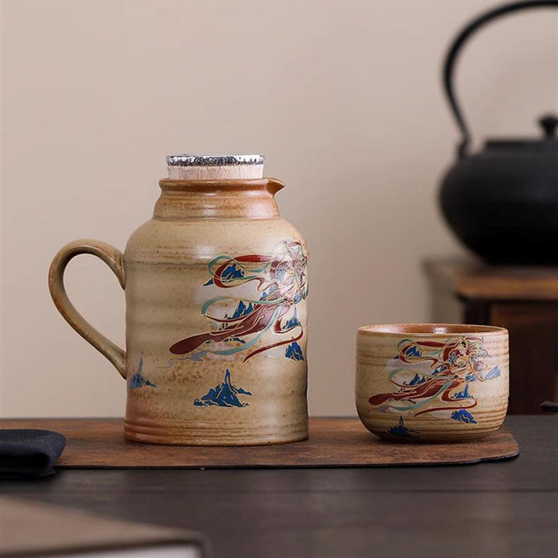 敦煌復古陶瓷泡茶壺一壺一杯便攜養身燜茶壺