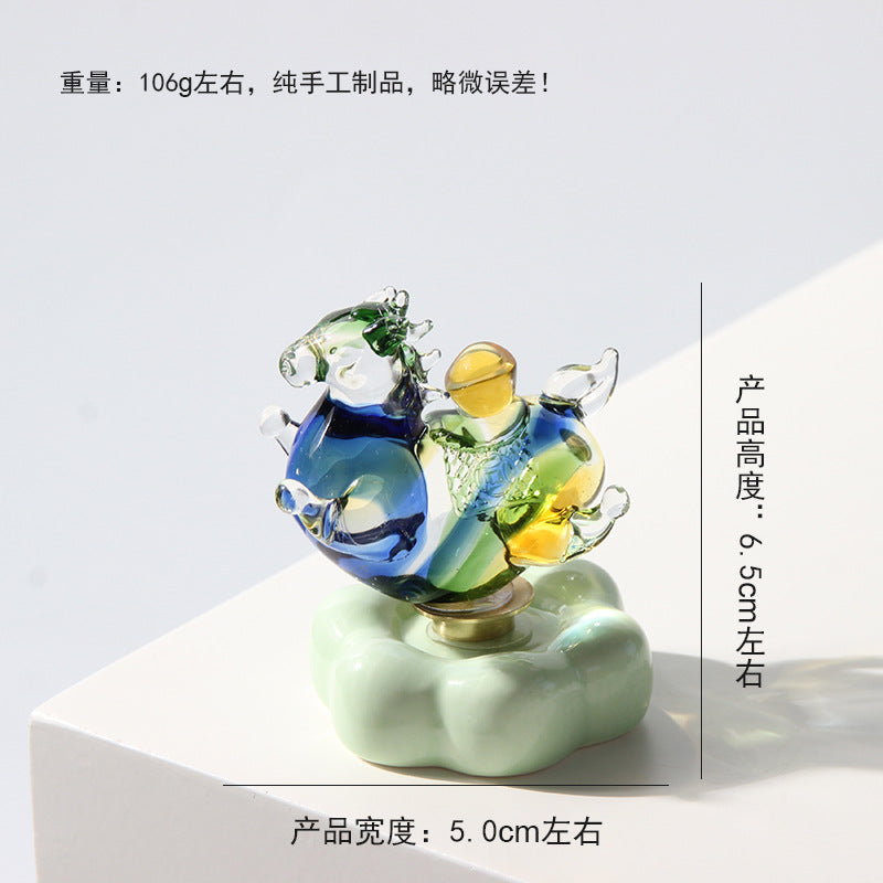 馬年吉祥琉璃旋轉馬公仔創意裝潢小禮品案頭擺件