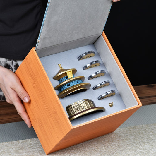 天壇香爐創意可拆式室內擺件黃銅盤香爐打香篆中式禮盒裝鏤空仿古