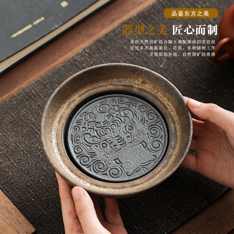 藤編壺墊粗陶壺承儲水式幹泡臺紫砂壺茶壺底座壺托茶具