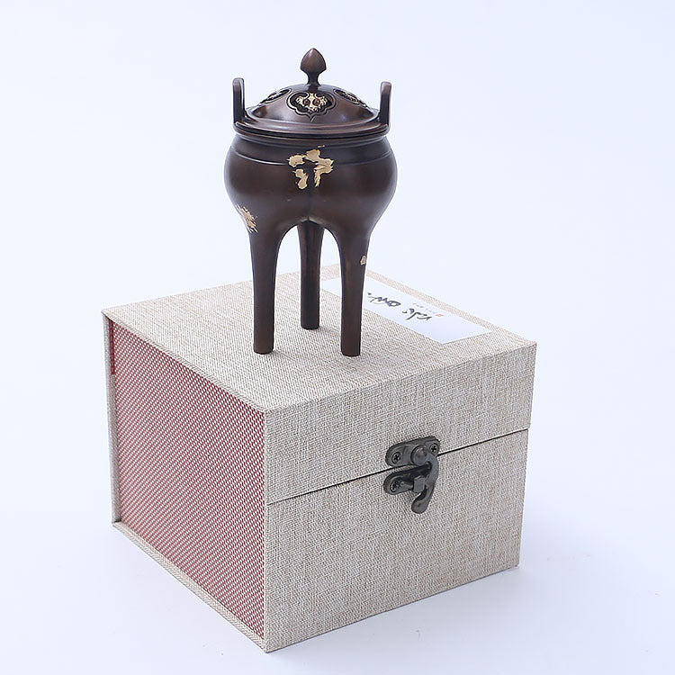 銅香爐家用熏香器仿古盤香爐灑金宣德爐宋式蘇工檀香香爐香薰擺件