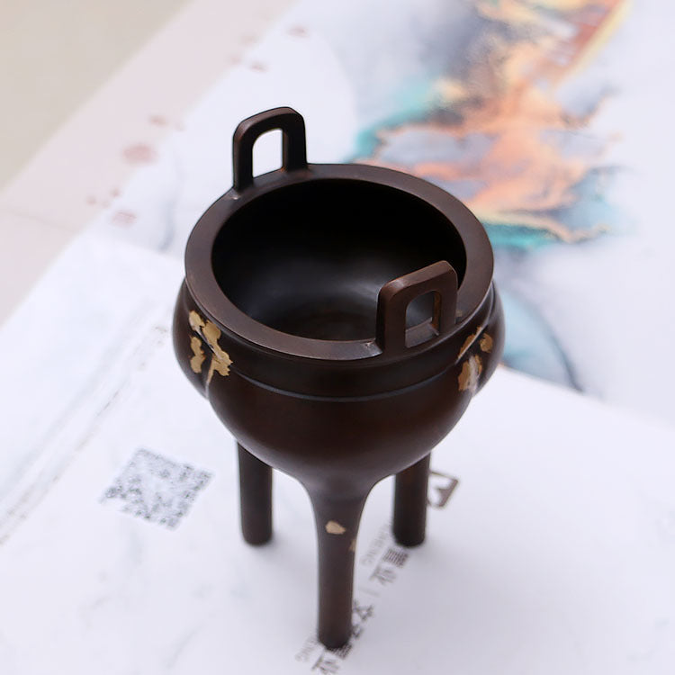 銅香爐家用熏香器仿古盤香爐灑金宣德爐宋式蘇工檀香香爐香薰擺件