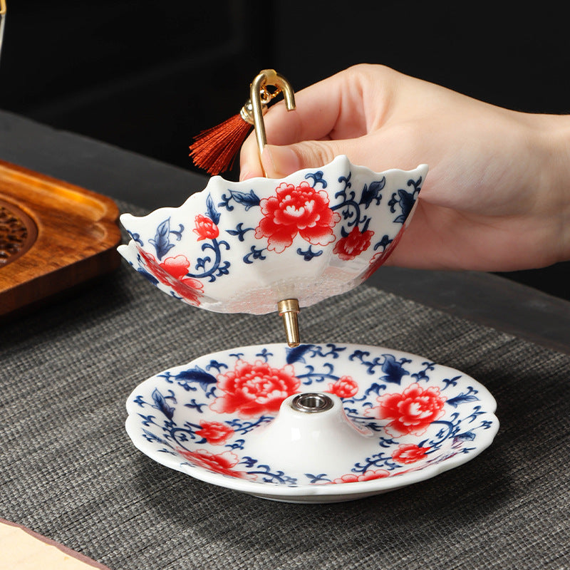 雨傘茶漏功夫茶具配件陶瓷過咖啡濾器茶隔擺件