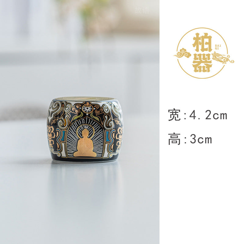 蓋置敦煌唐卡家用金銀復古中式茶寵小擺件紫砂壺蓋托架茶托