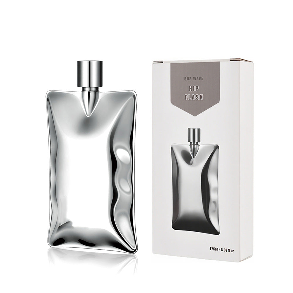 304异形創意不銹鋼酒壺6盎司波浪酒壺戶外隨身便攜簡約創意酒壺