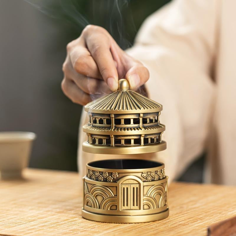 古樓香爐黃銅香爐家用室內香薰香爐茶道香爐薰爐