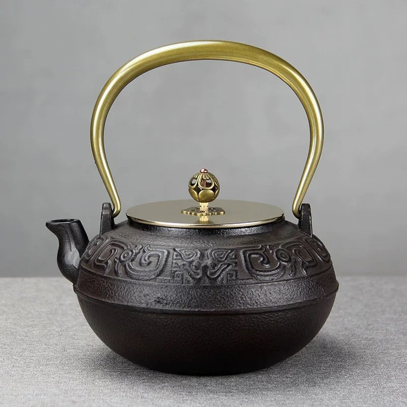 鐵壺圍爐煮茶的壺鑄鐵燒水壺銅提梁茶壺