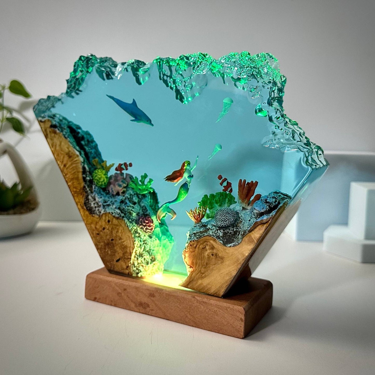 海豚和美人魚樹脂燈藝術裝潢燈