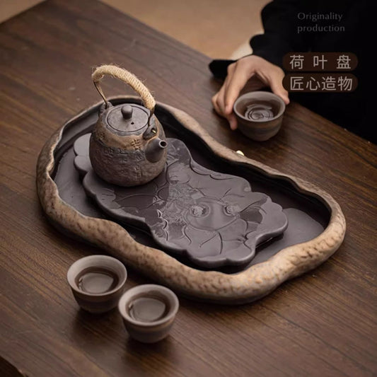 陶瓷茶盤新中式小型家用泡茶杯託盤辦公室排水輕奢高端功夫茶台盤