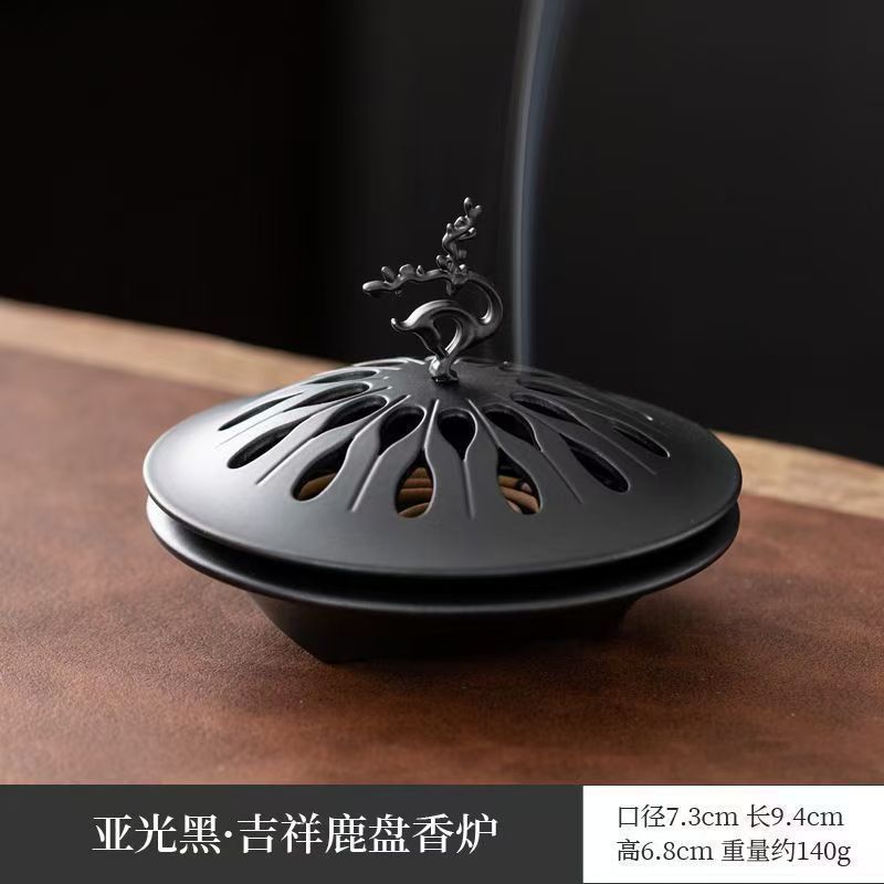 吉祥鹿盤香爐合金爐檀香沉香家用室內創意薰爐茶道擺件