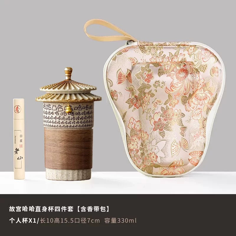 陶瓷马克杯 茶水分離 泡茶杯 帶蓋子 勞動室水杯