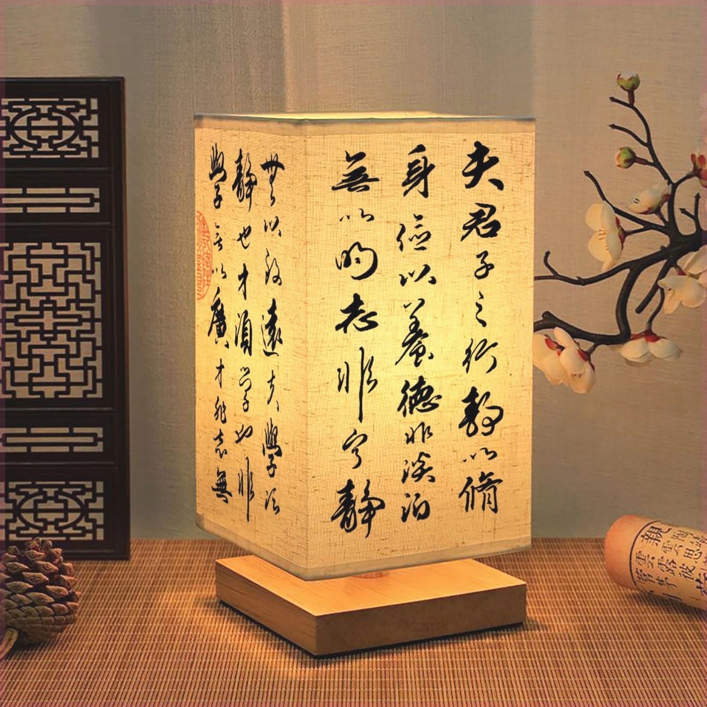 中式古風布置桌面國風禪意書法茶室復古燈