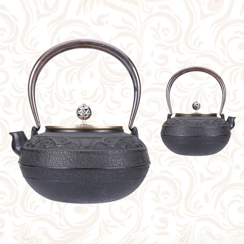 鐵壺圍爐煮茶的壺鑄鐵燒水壺銅提梁茶壺