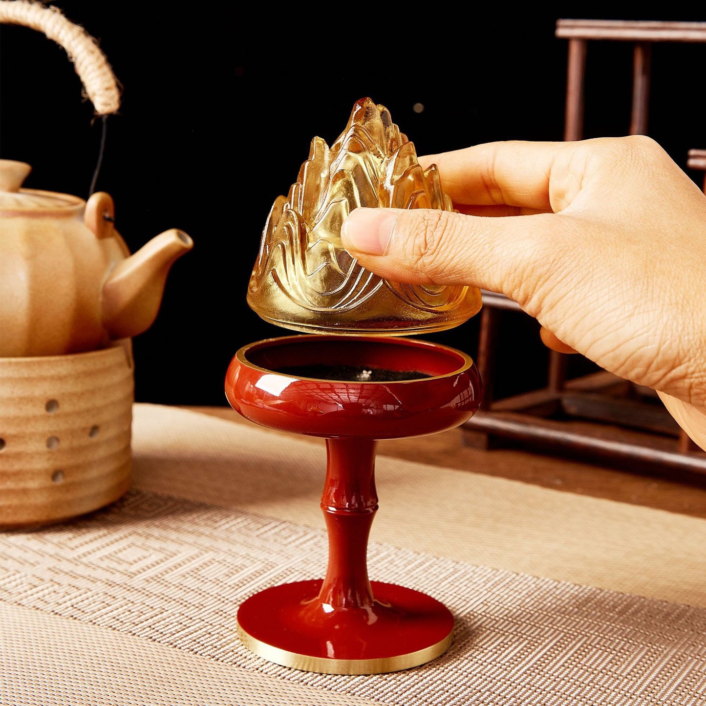 古法琉璃博山熏香爐盤香爐 茶道檀香爐香篆爐文創禮品擺件