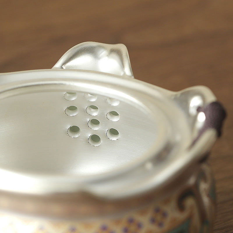 銀茶具中式饕餮紋鎏銀手抓壺高檔復古功夫茶具