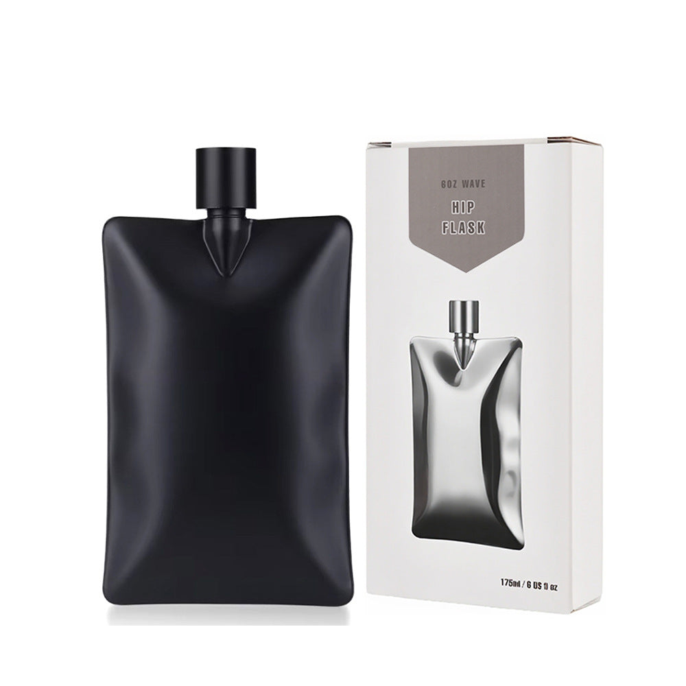 304异形創意不銹鋼酒壺6盎司波浪酒壺戶外隨身便攜簡約創意酒壺