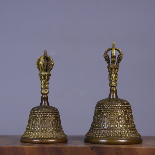 黃銅手搖鈴鐺五股金剛鈴鐺八寶三清鈴家用寺廟銅手搖鈴擺件
