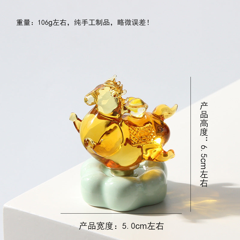 馬年吉祥琉璃旋轉馬公仔創意裝潢小禮品案頭擺件