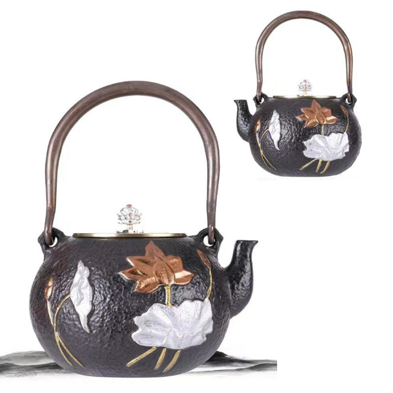 鐵壺圍爐煮茶的壺鑄鐵燒水壺銅提梁茶壺