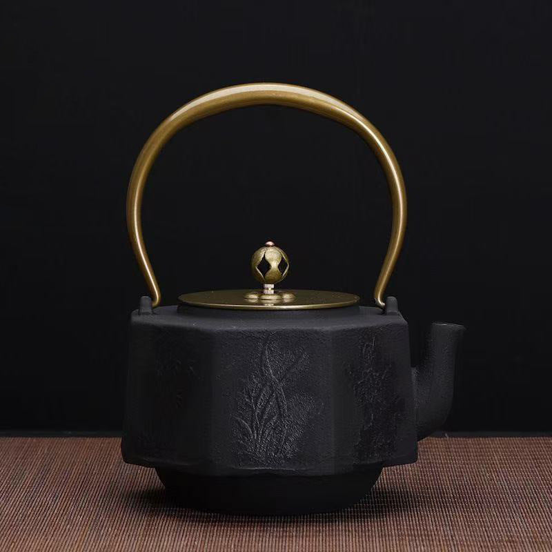 鐵壺圍爐煮茶的壺鑄鐵燒水壺銅提梁茶壺