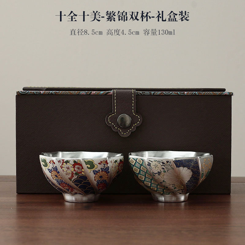 故宮文創高檔主人杯單杯鎏銀陶瓷茶杯