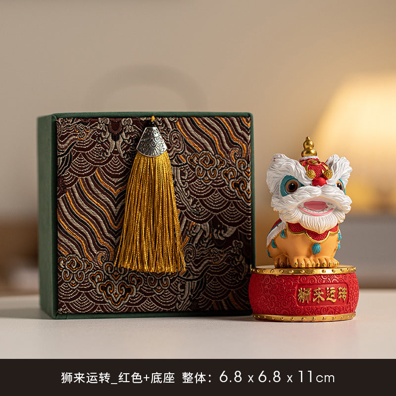 中國特色禮物 國潮舞獅 高級感 狮来运转 創意擺件