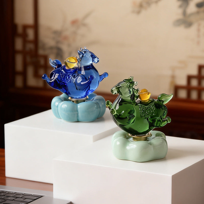 馬年吉祥琉璃旋轉馬公仔創意裝潢小禮品案頭擺件