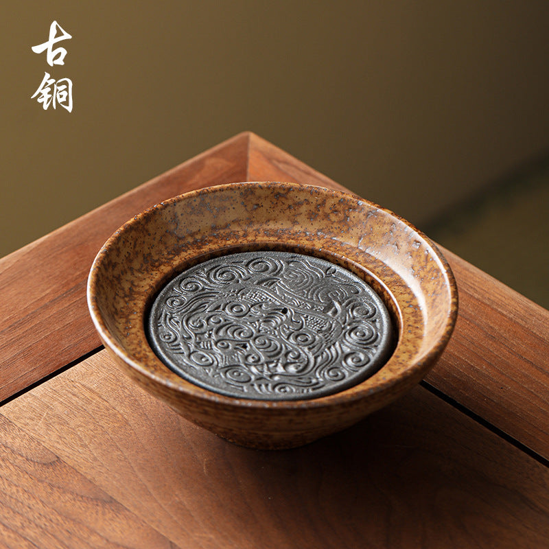 藤編壺墊粗陶壺承儲水式幹泡臺紫砂壺茶壺底座壺托茶具