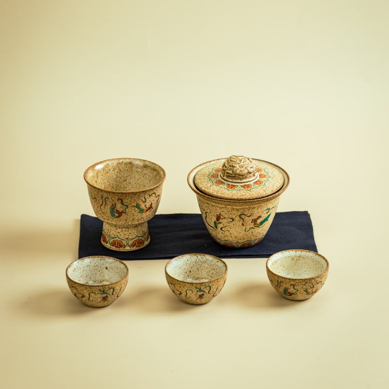 敦煌飛天陶瓷泡茶壺旅行便攜收納茶具套裝