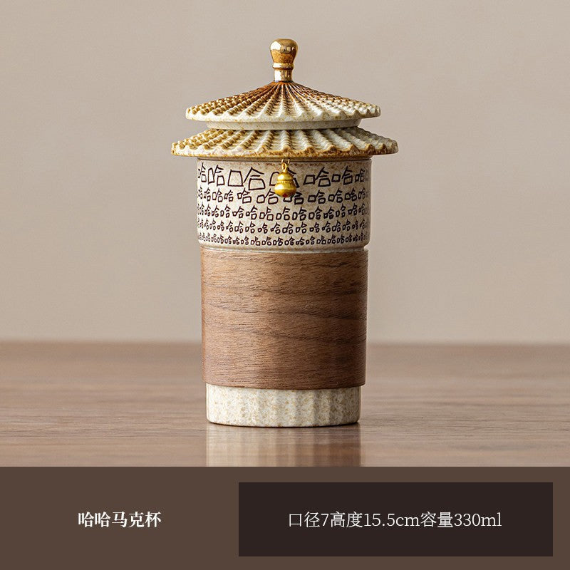 陶瓷马克杯 茶水分離 泡茶杯 帶蓋子 勞動室水杯