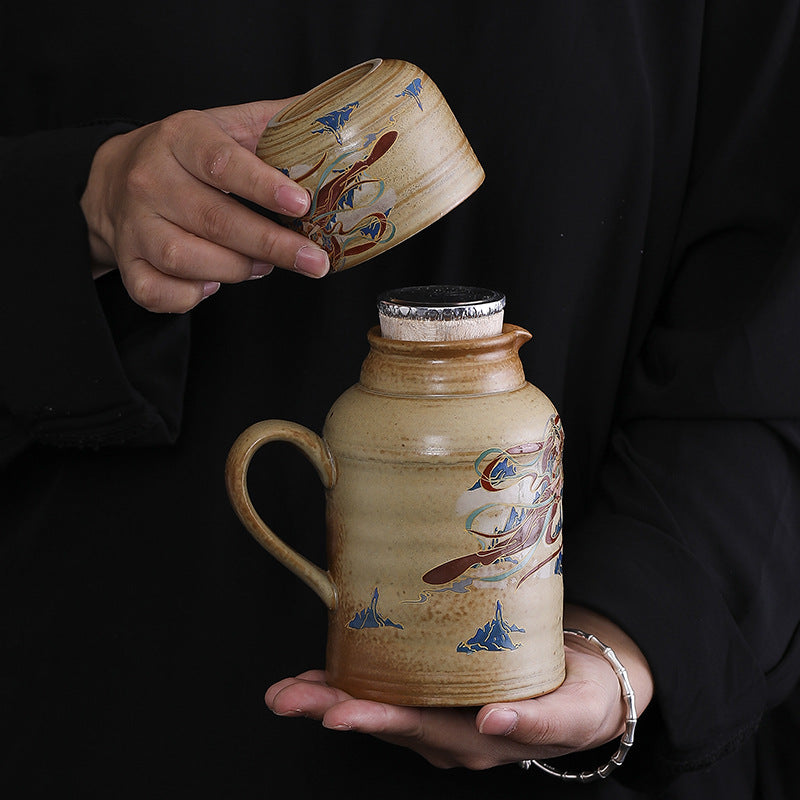 敦煌復古陶瓷泡茶壺一壺一杯便攜養身燜茶壺