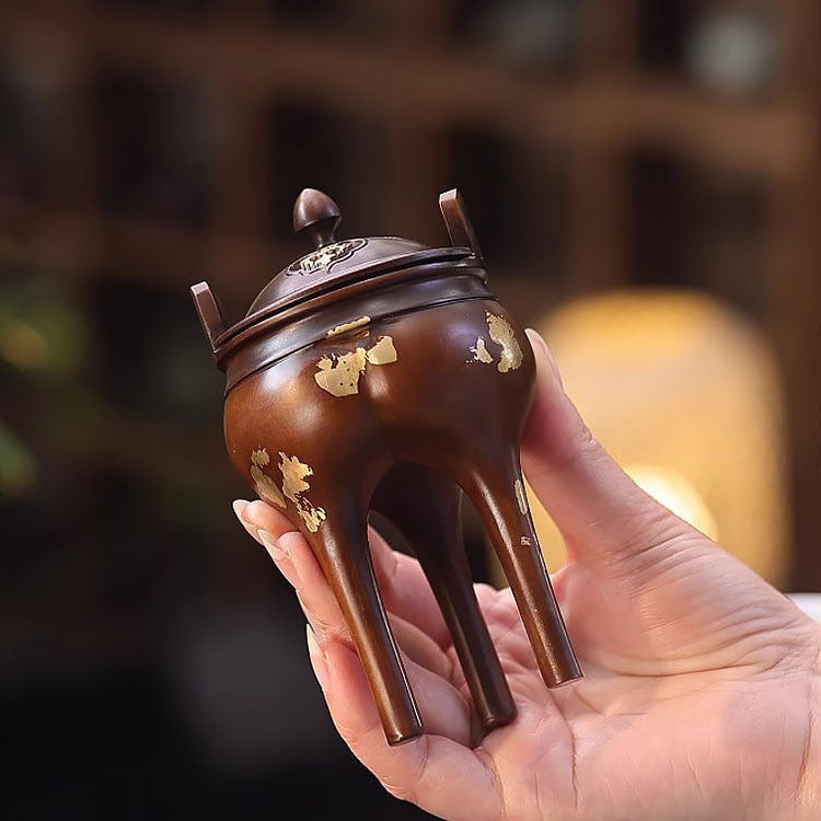 銅香爐家用熏香器仿古盤香爐灑金宣德爐宋式蘇工檀香香爐香薰擺件