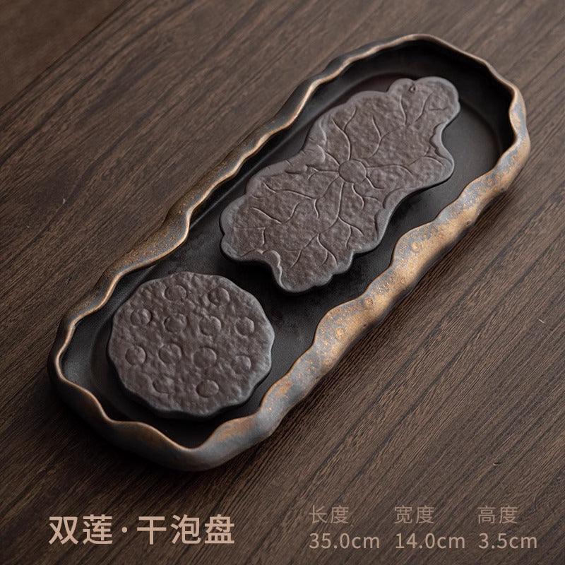 陶瓷茶盤新中式小型家用泡茶杯託盤辦公室排水輕奢高端功夫茶台盤