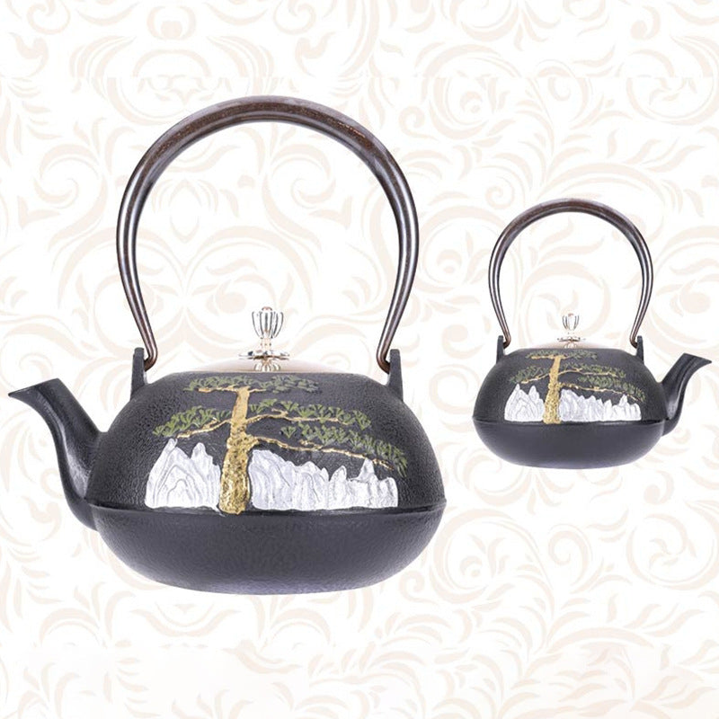 鐵壺圍爐煮茶的壺鑄鐵燒水壺銅提梁茶壺