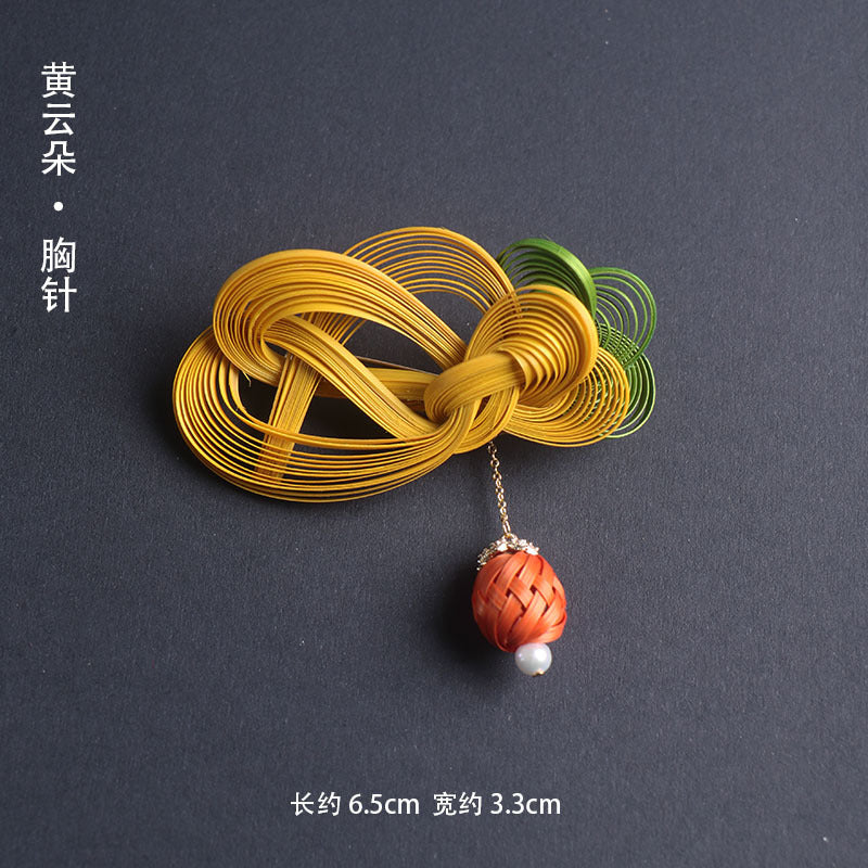非遺手工竹編胸針耳環旗袍漢服發飾發夾竹製品竹首飾胸花