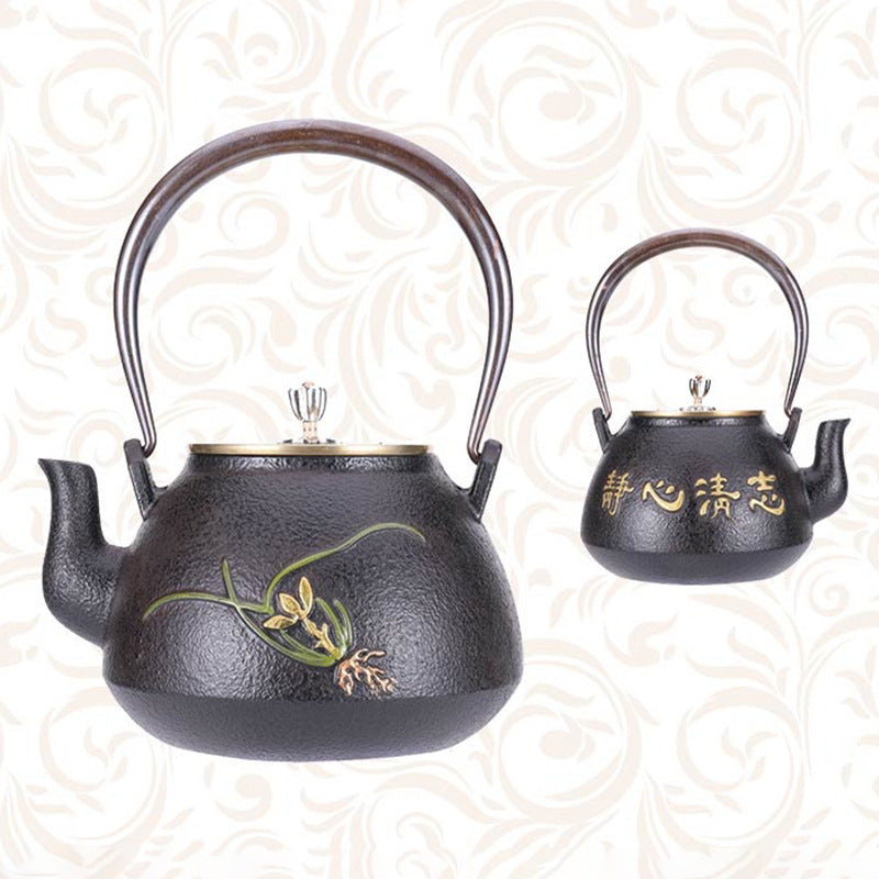 鐵壺圍爐煮茶的壺鑄鐵燒水壺銅提梁茶壺