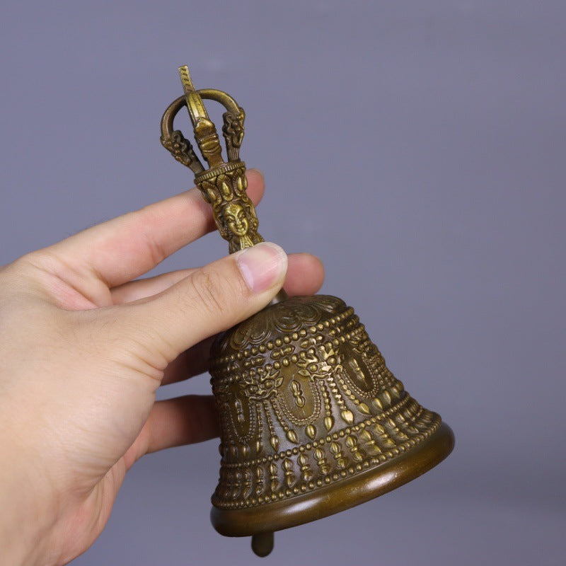 黃銅手搖鈴鐺五股金剛鈴鐺八寶三清鈴家用寺廟銅手搖鈴擺件