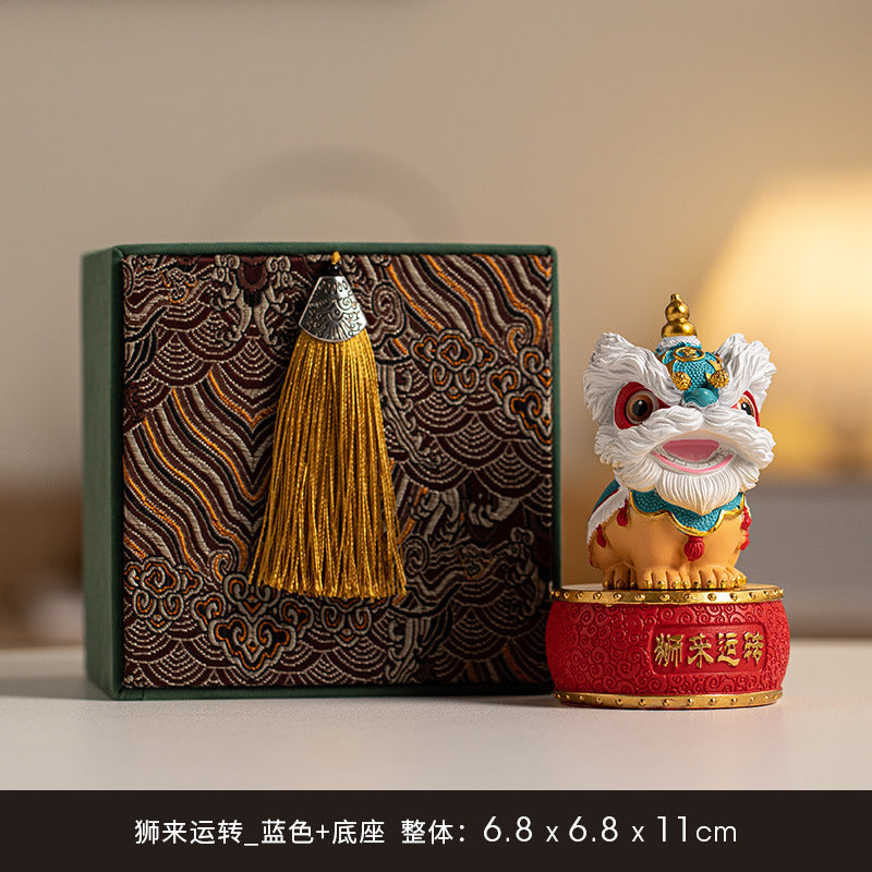 中國特色禮物 國潮舞獅 高級感 狮来运转 創意擺件