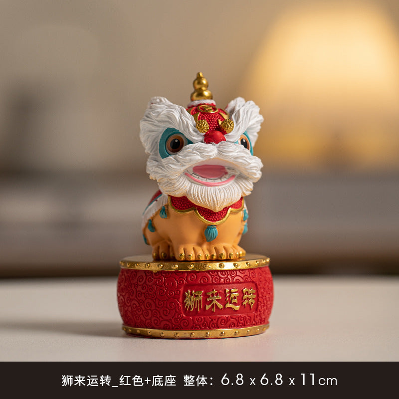 中國特色禮物 國潮舞獅 高級感 狮来运转 創意擺件