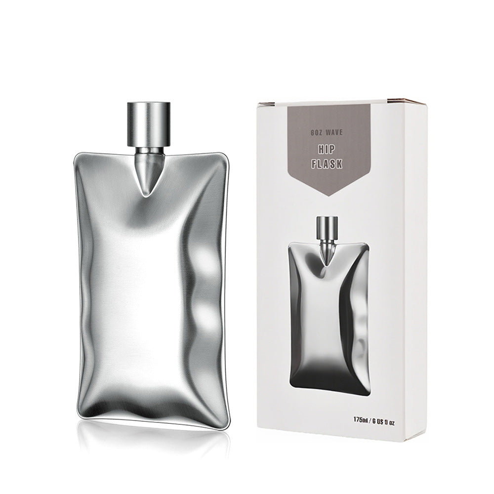 304异形創意不銹鋼酒壺6盎司波浪酒壺戶外隨身便攜簡約創意酒壺