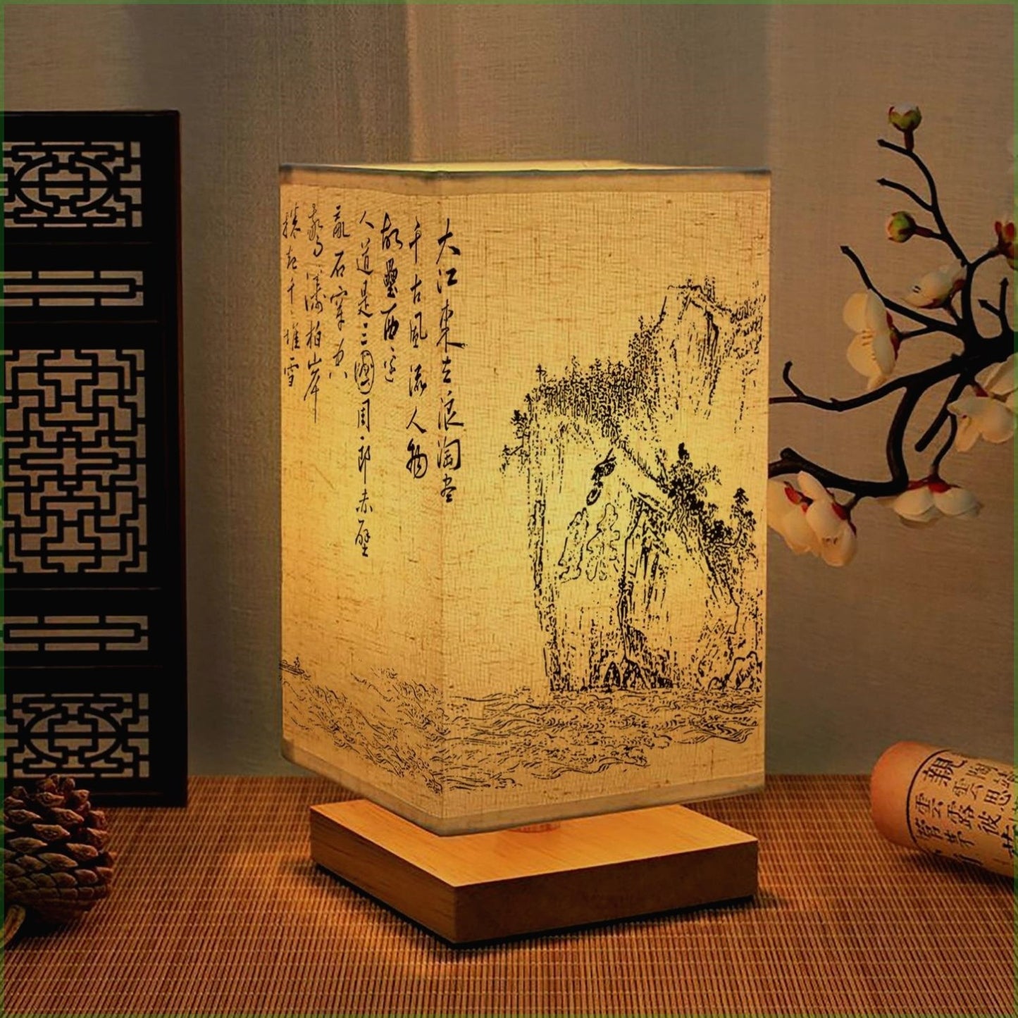 中式古風布置桌面國風禪意書法茶室復古燈