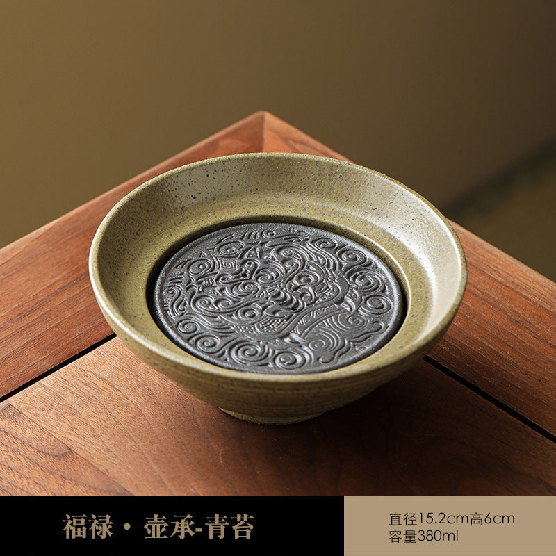 藤編壺墊粗陶壺承儲水式幹泡臺紫砂壺茶壺底座壺托茶具